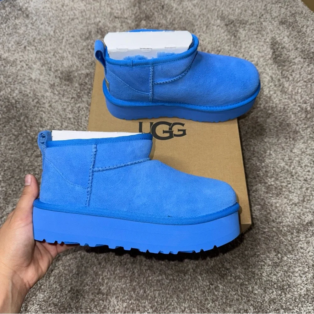 New Kids UGG Classic Ultra Mini Platform Boots Big Sky Blue